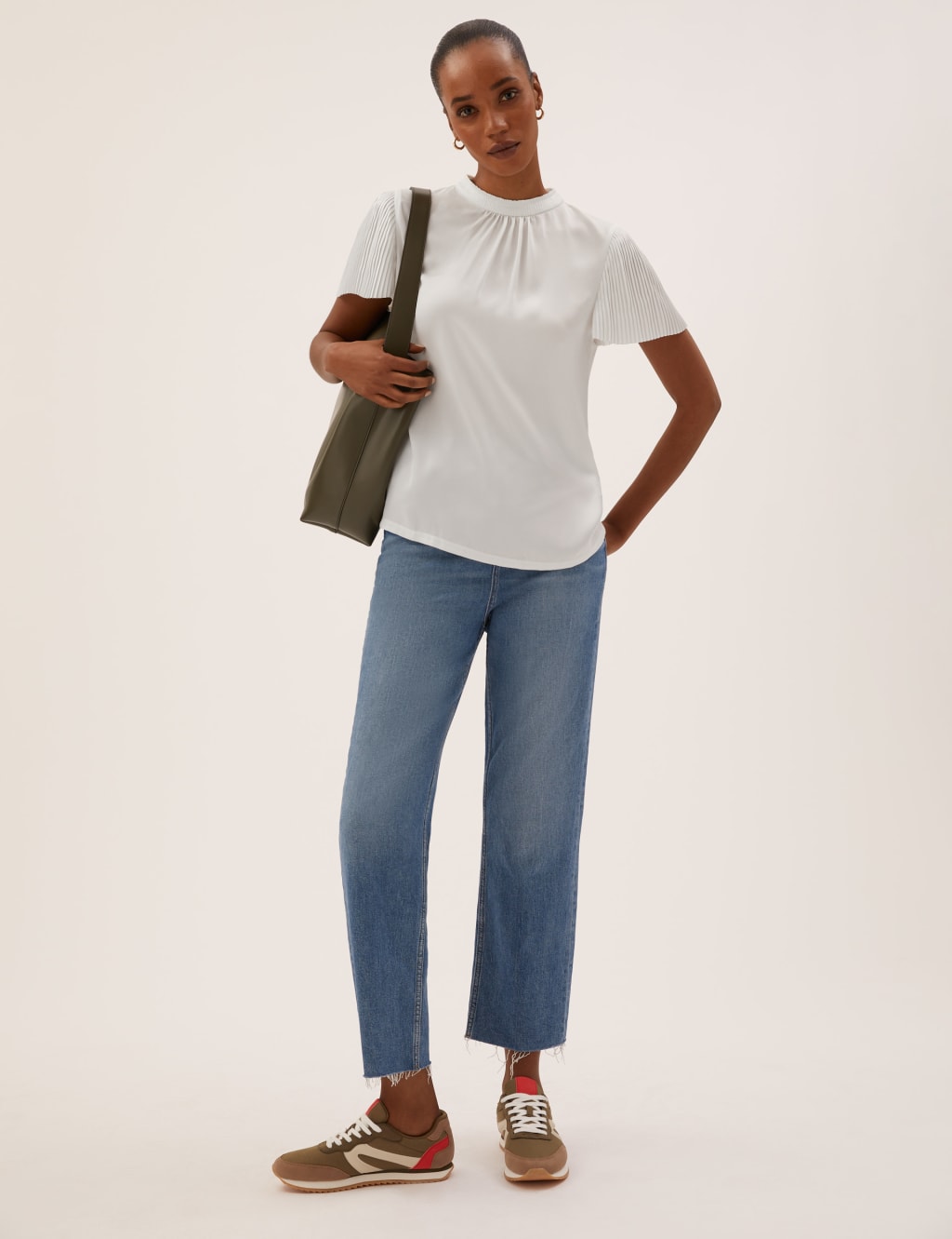 Jersey Plisse High Neck Regular Fit Top 4 of 6