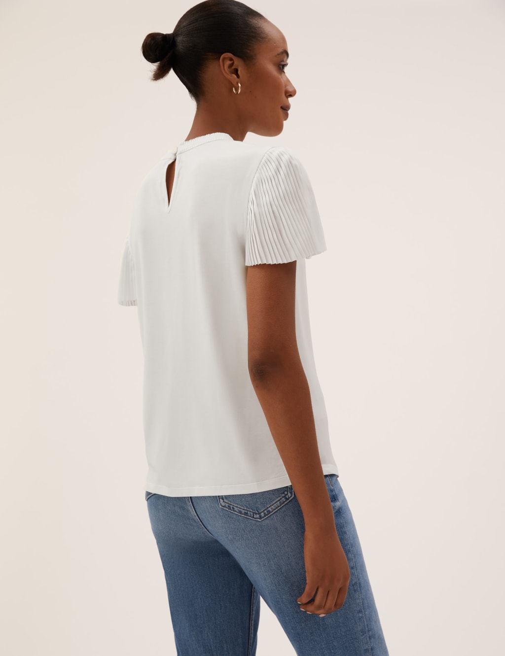 Jersey Plisse High Neck Regular Fit Top 5 of 6
