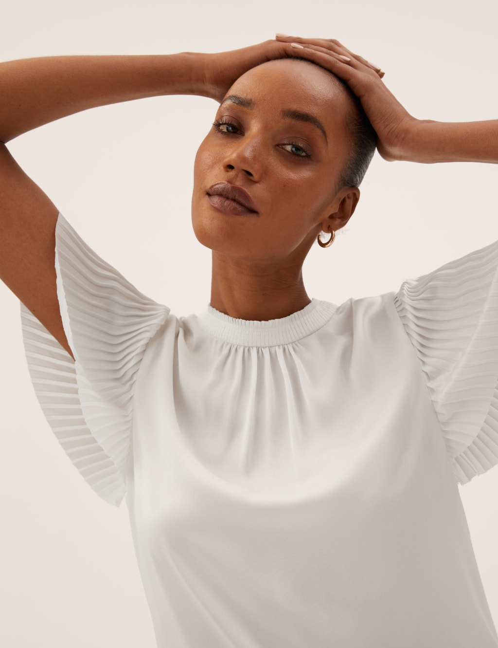 Jersey Plisse High Neck Regular Fit Top 6 of 6