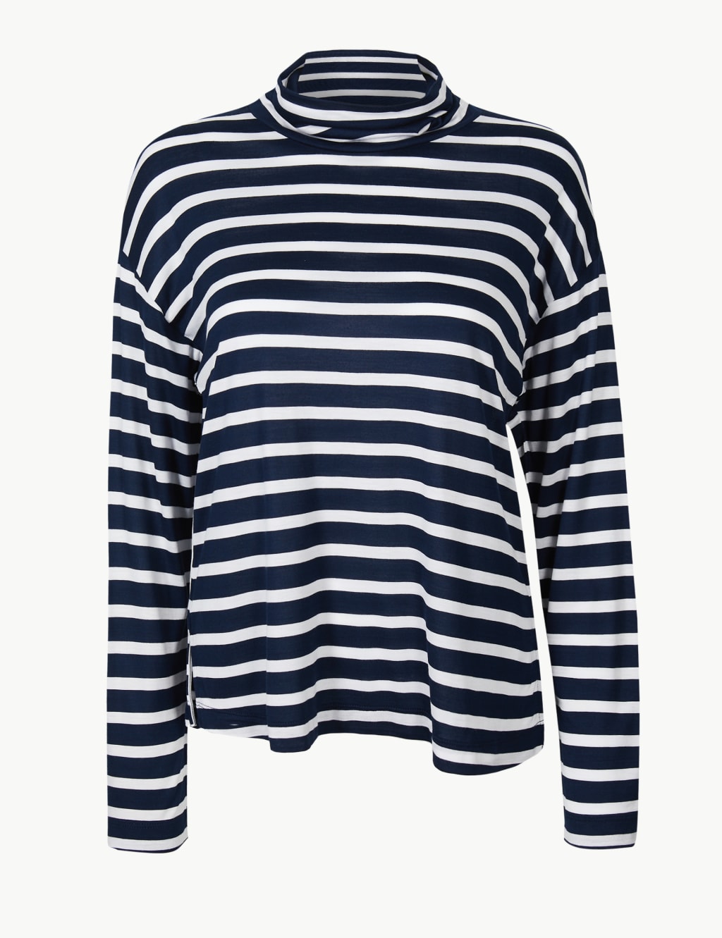 Striped long sleeve turtleneck shirt on sale
