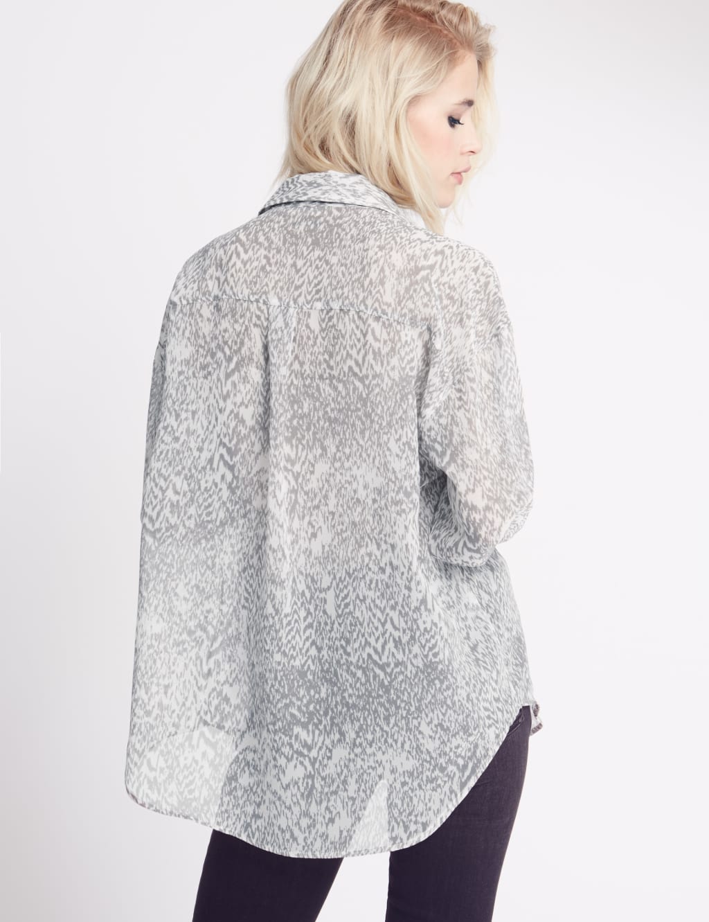 Feather Print Long Sleeve Blouse 3 of 4