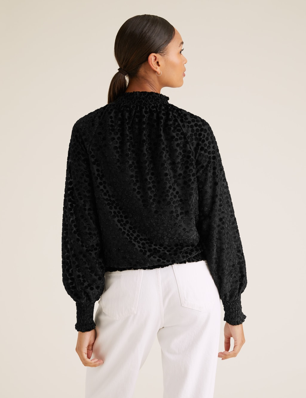 Devore Polka Dot High Neck Relaxed Top 5 of 5