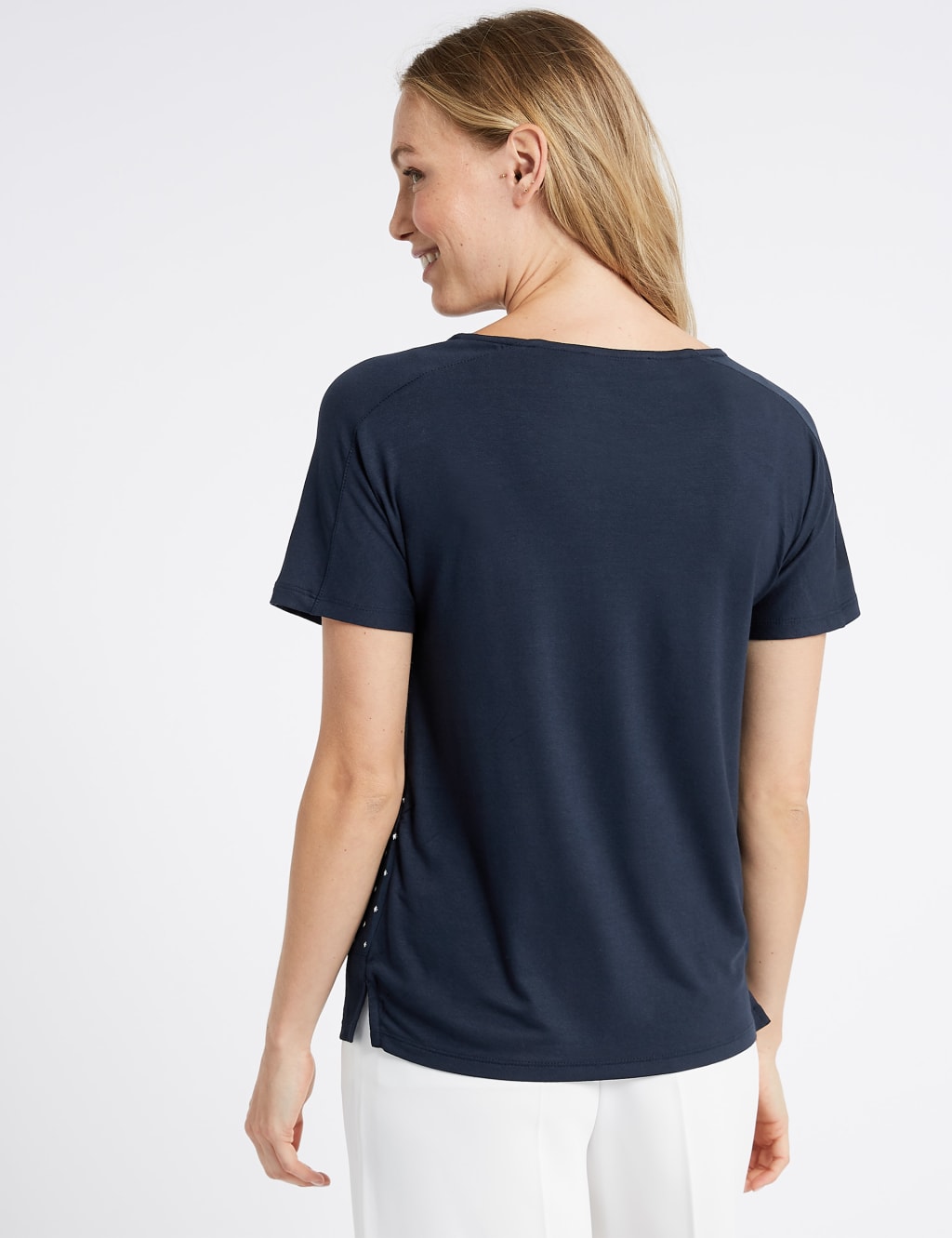 Spotted Woven Front Short Sleeve Top 4 of 4
