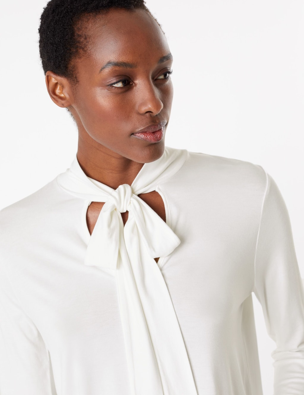 Fitted Tie Neck Long Sleeve Top 3 of 4