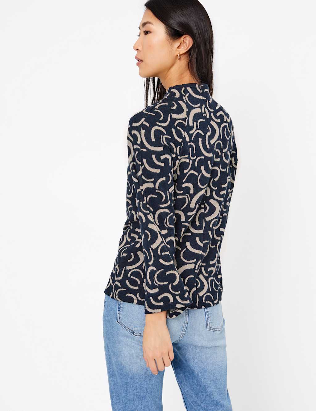 Printed High Neck 3/4 Sleeve Sweatshirt 4 of 4