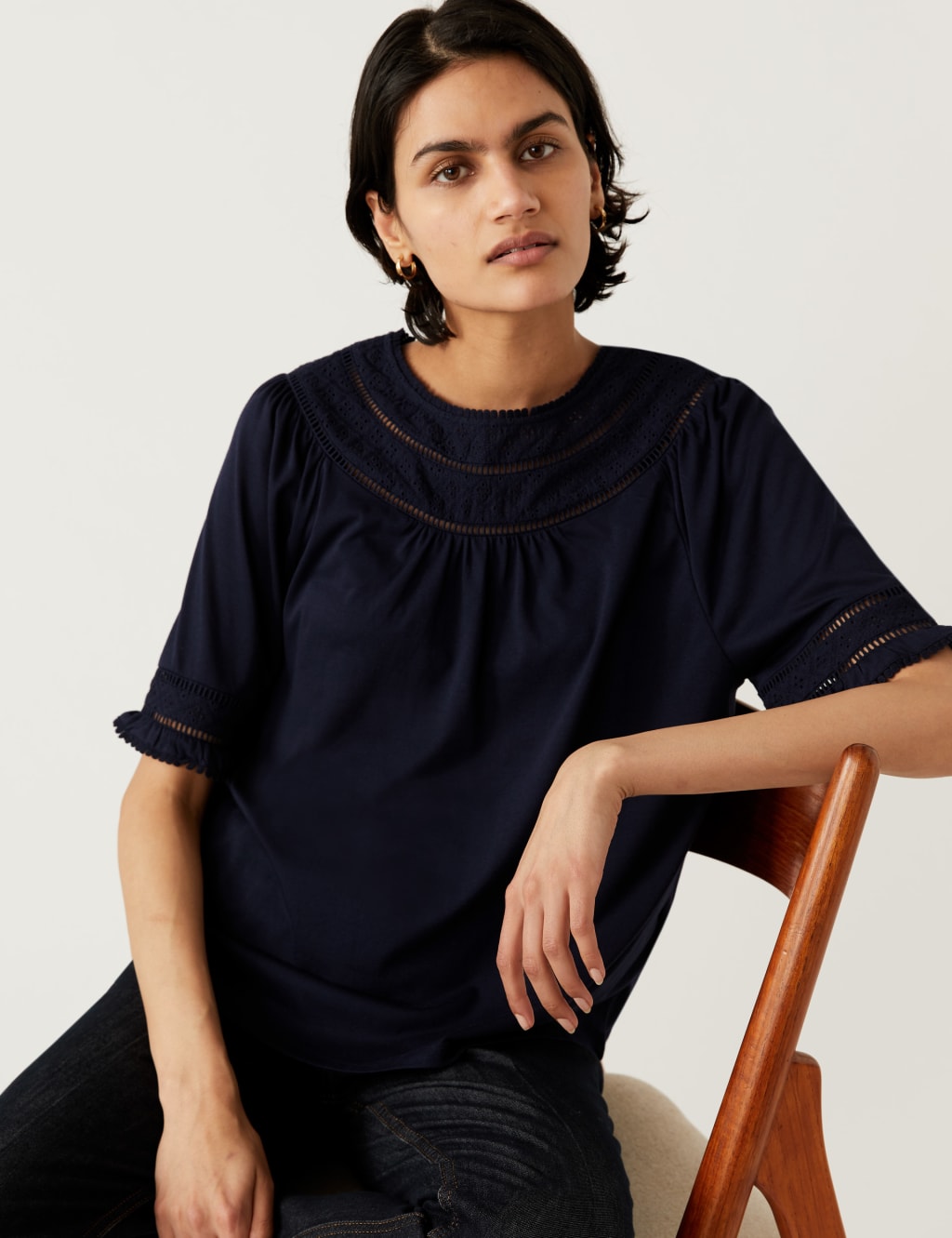 Jersey Lace Insert Top 1 of 6