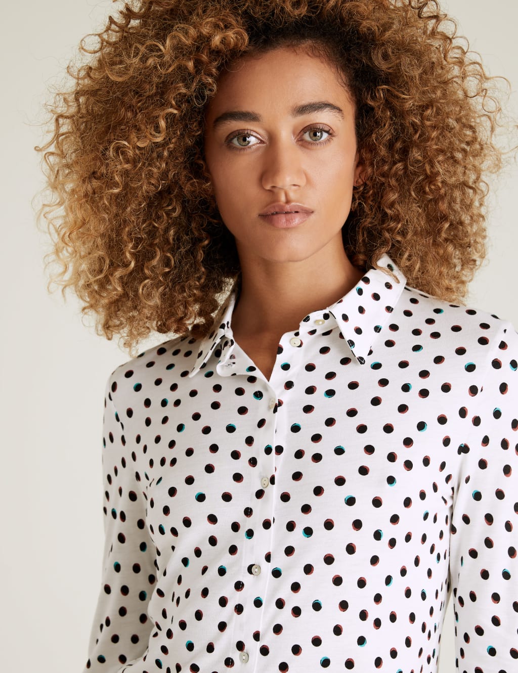 Polka dot long sleeve shirt best sale