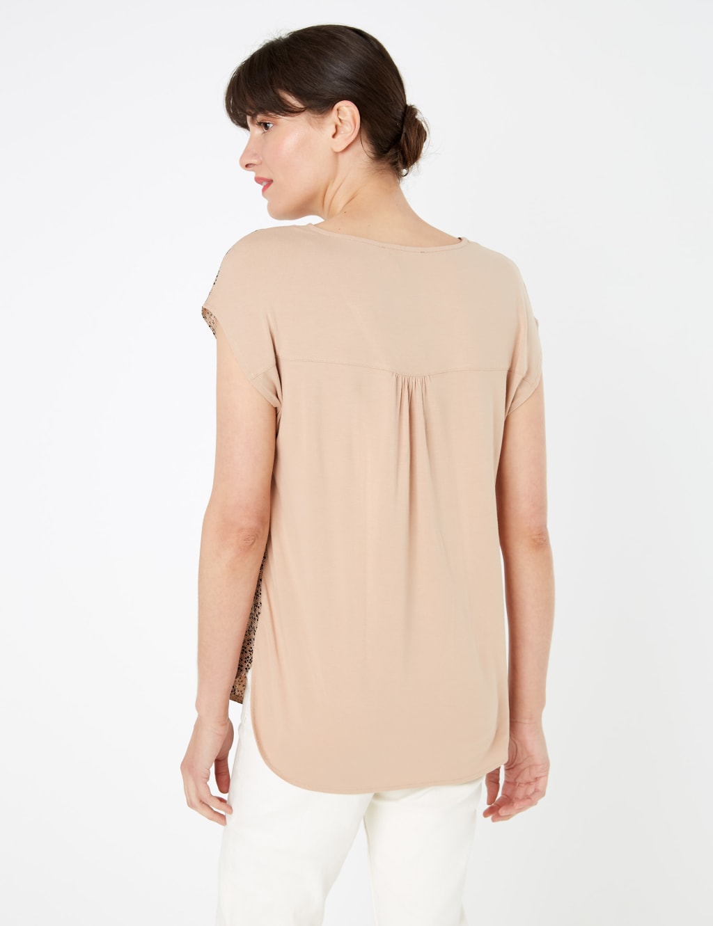 Printed V-Neck Longline Short Sleeve Top 4 of 4