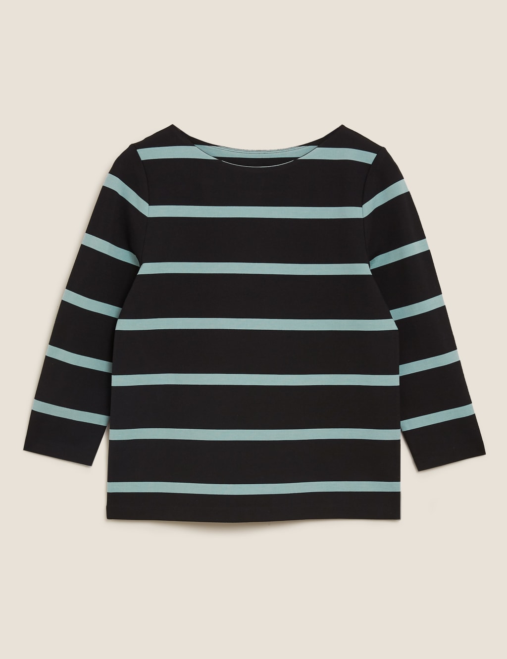 Jersey Striped Crew Neck 3/4 Sleeve Top 2 of 5