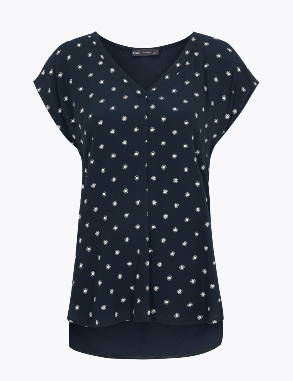 Spot Print V-Neck Longline Short Sleeve Top 2 of 4