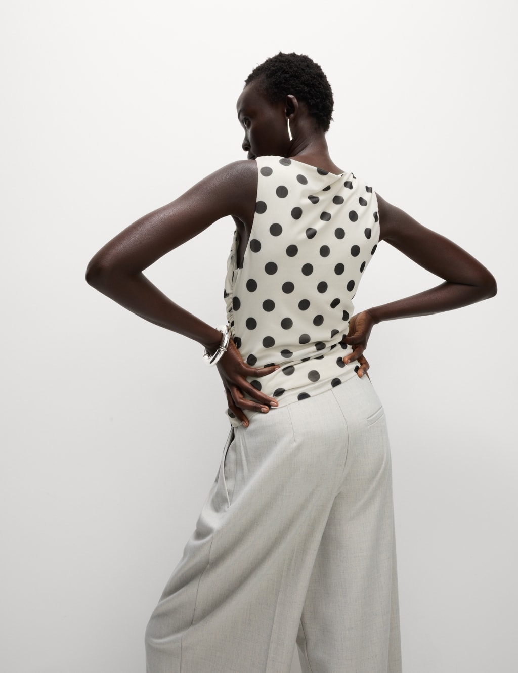 Jersey Polka Dot Regular Fit Sleeveless Top 3 of 5