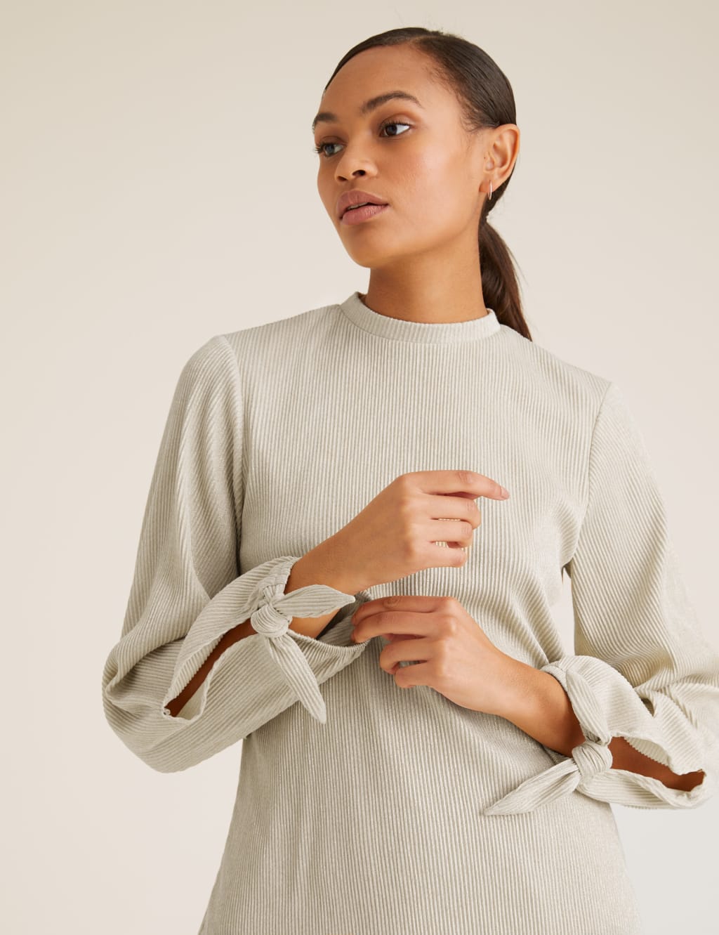Plisse High Neck Long Sleeve Top 1 of 5