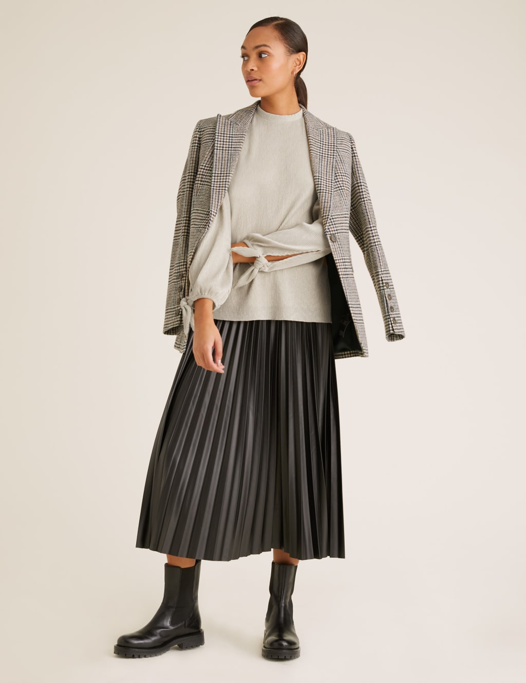 Plisse High Neck Long Sleeve Top 3 of 5