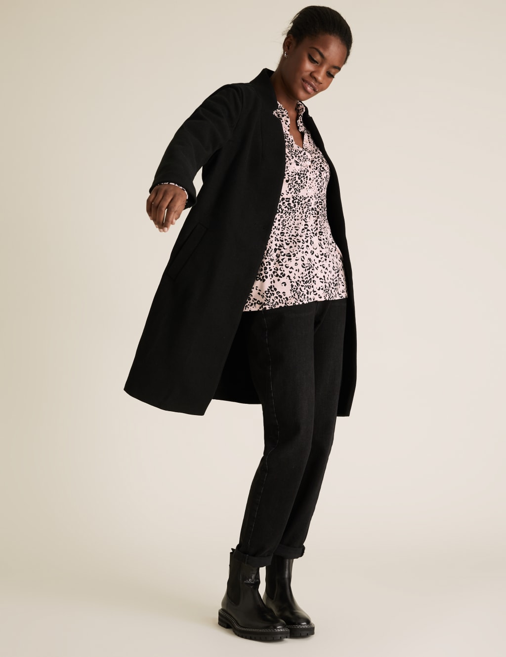 Jersey Animal Print Collared Top 3 of 6