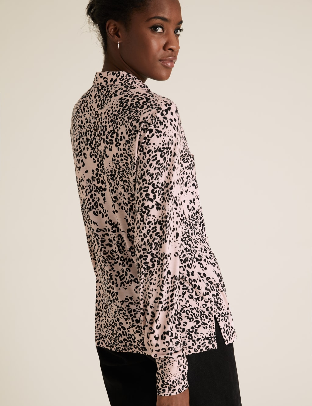 Jersey Animal Print Collared Top 4 of 6