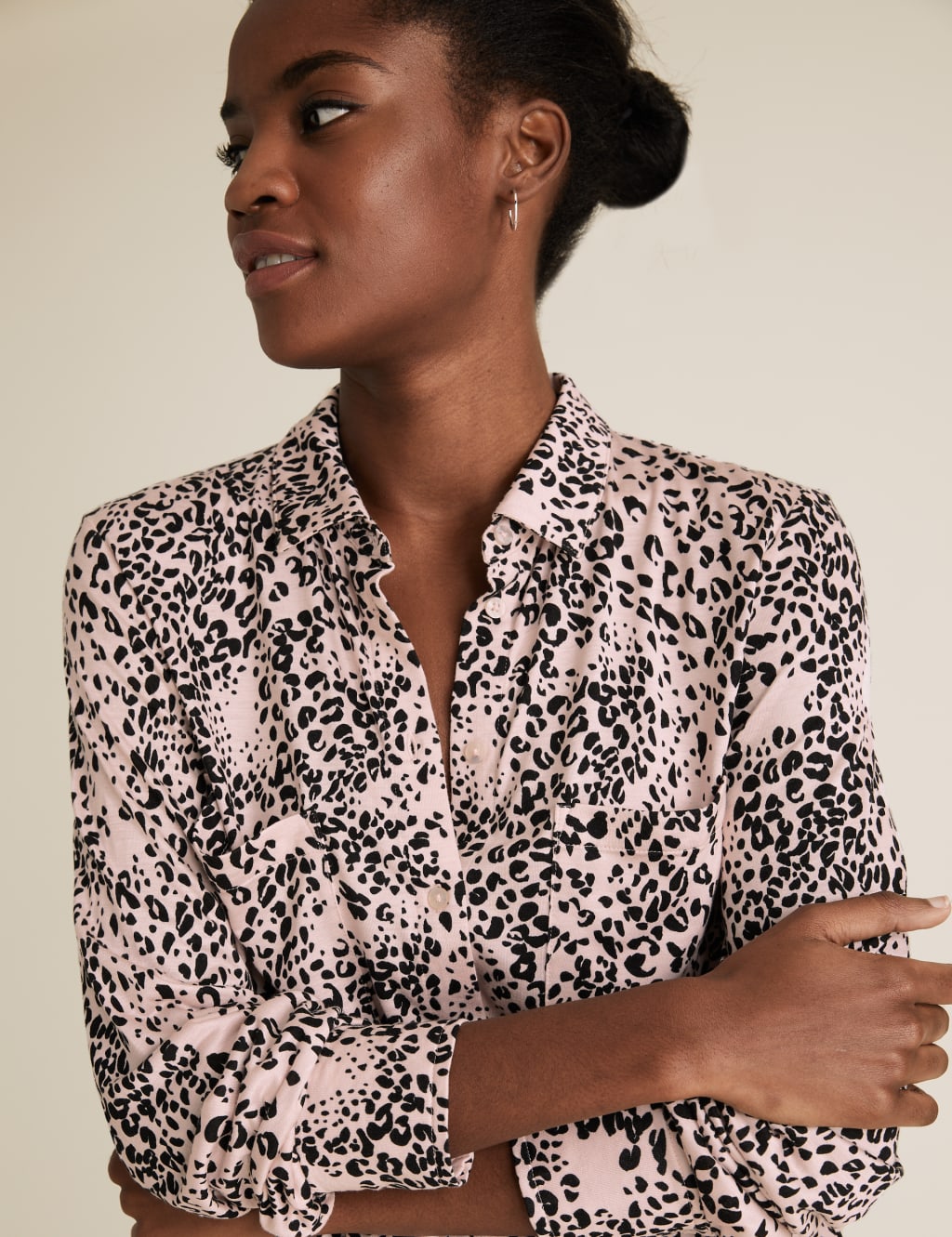 Jersey Animal Print Collared Top 5 of 6