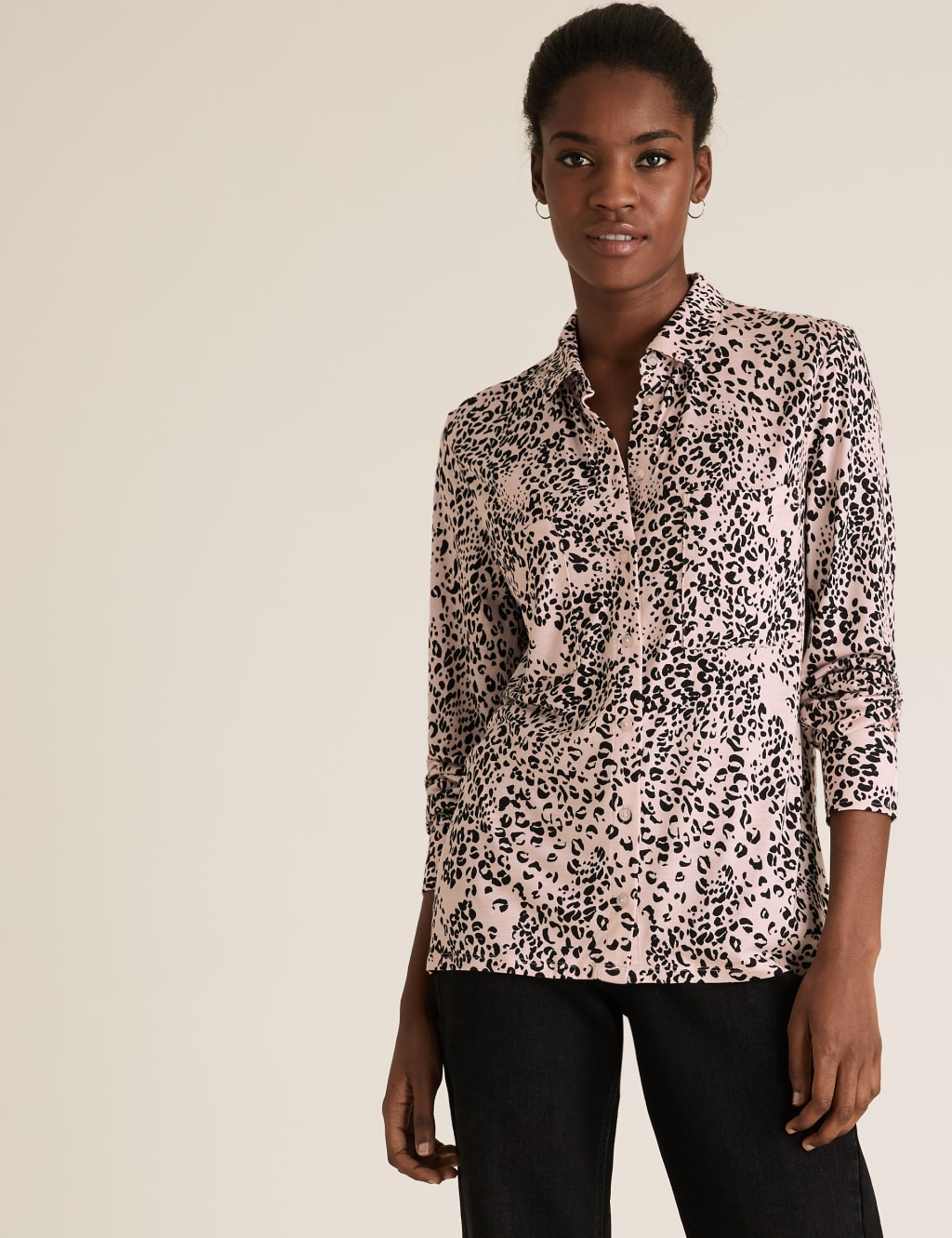 Jersey Animal Print Collared Top 6 of 6