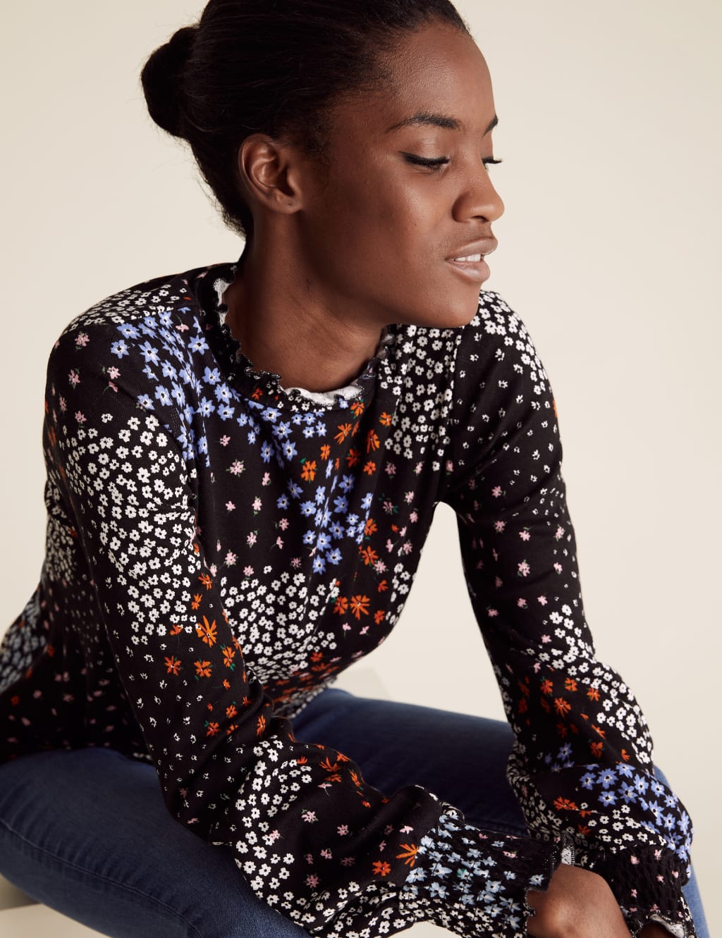 Pure Cotton Floral Regular Fit Top 1 of 4