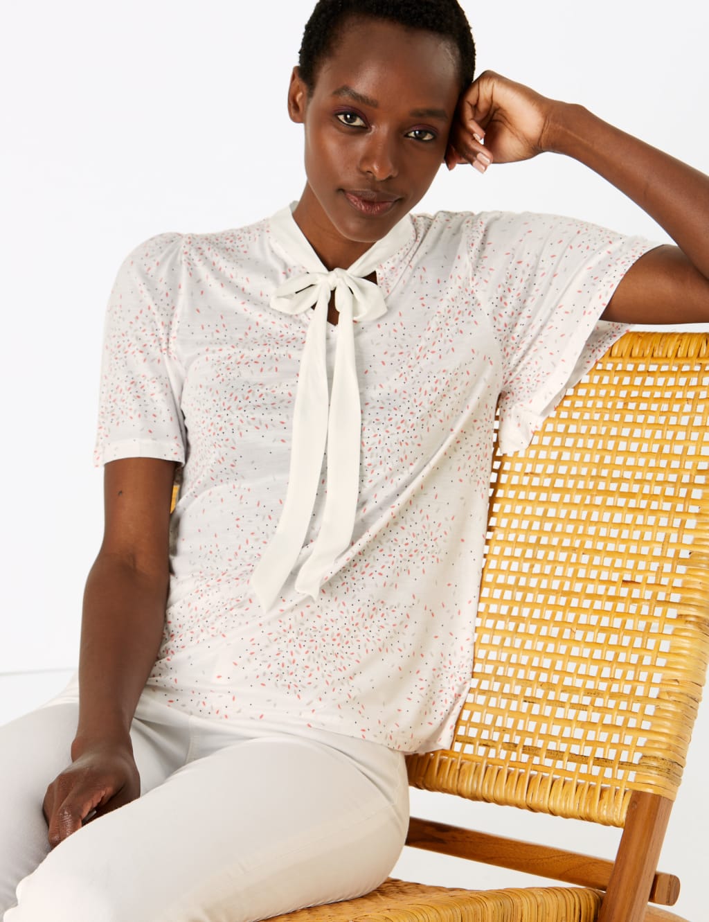 Printed Pussybow Tie Neck Blouse 3 of 4