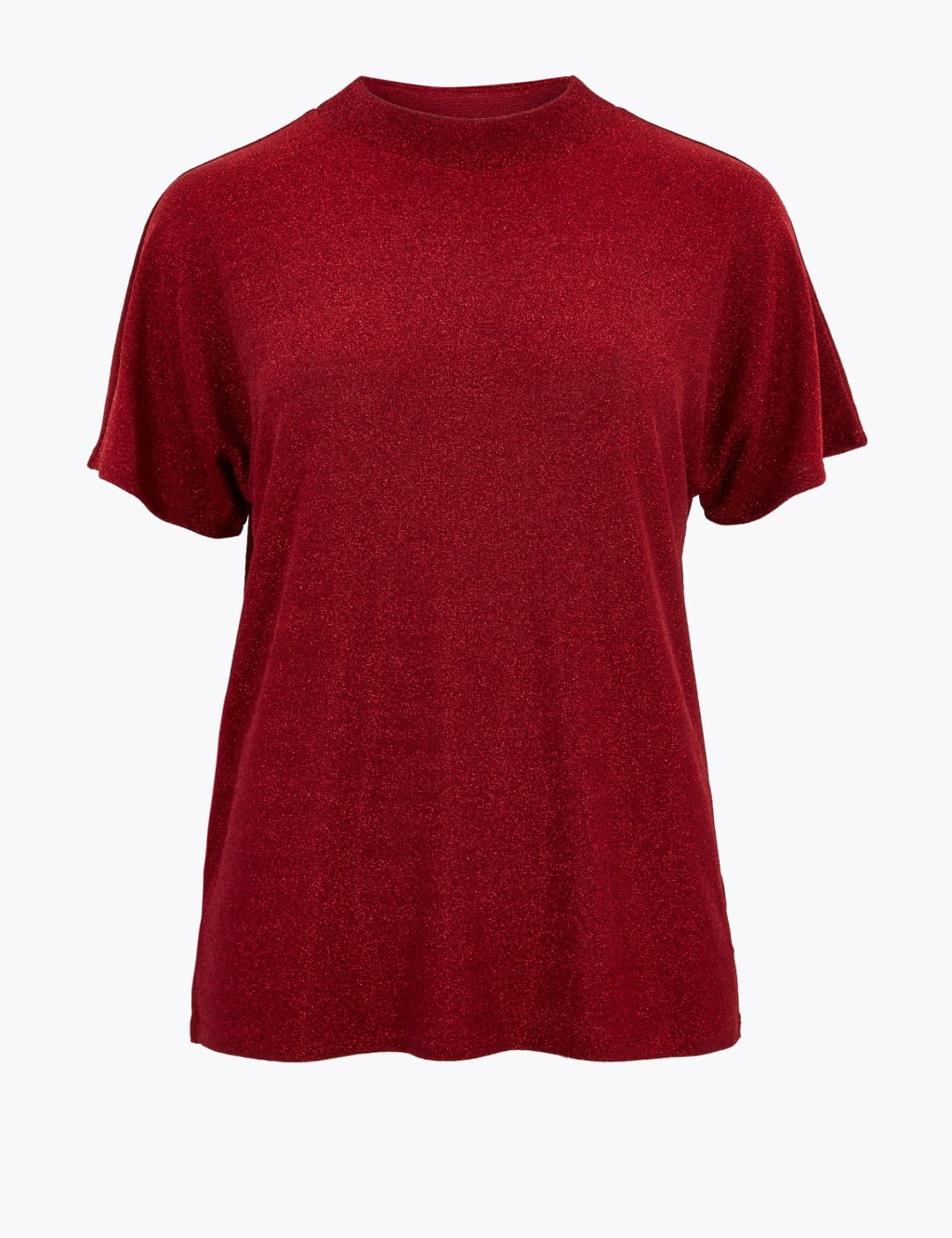 Shimmer High Neck Relaxed Short Sleeve Top 2 of 5
