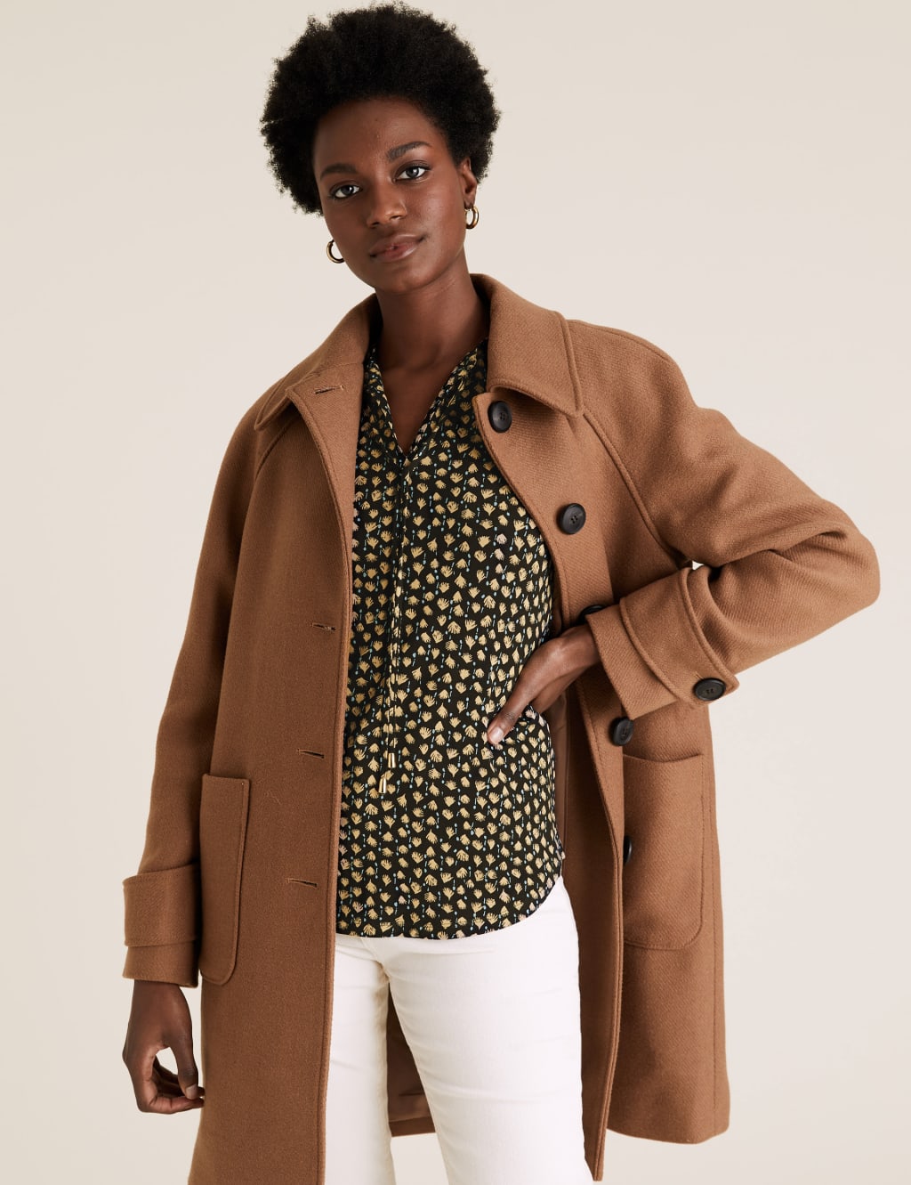 Jersey Printed Tie Neck Relaxed Top 3 of 6