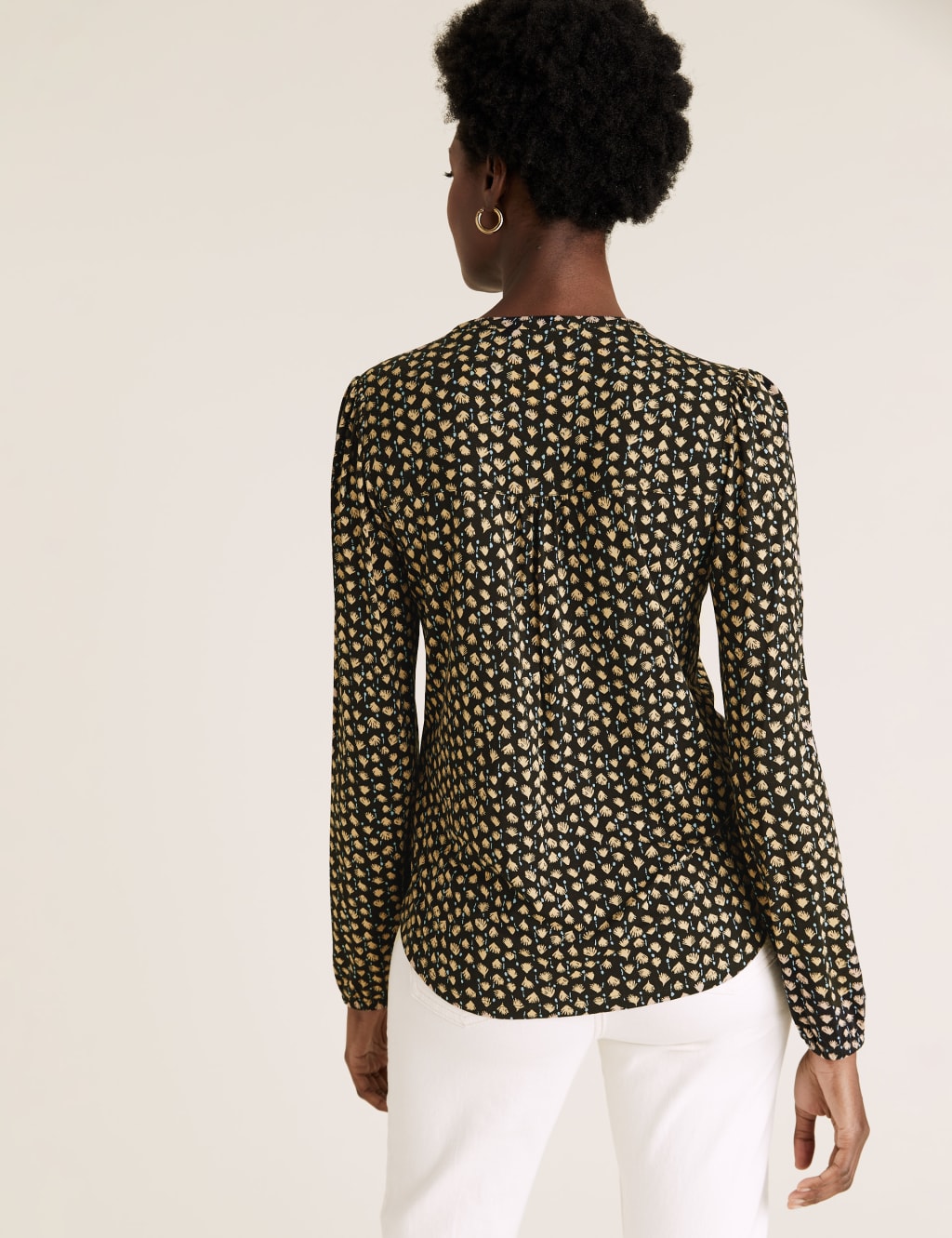 Jersey Printed Tie Neck Relaxed Top 4 of 6