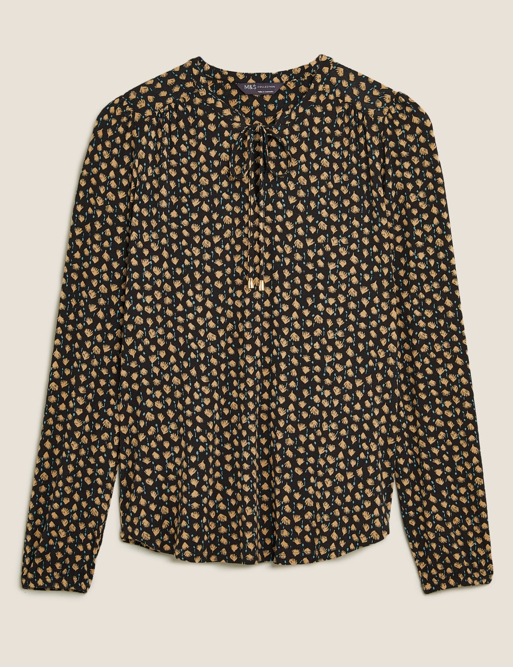 Jersey Printed Tie Neck Relaxed Top 2 of 6