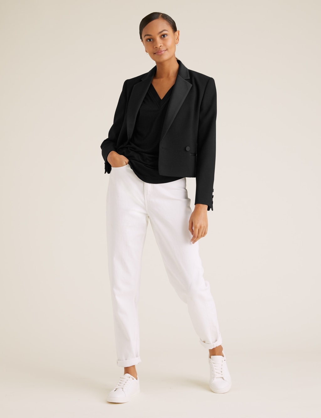 V-Neck Woven Trim Short Sleeve Top 3 of 5