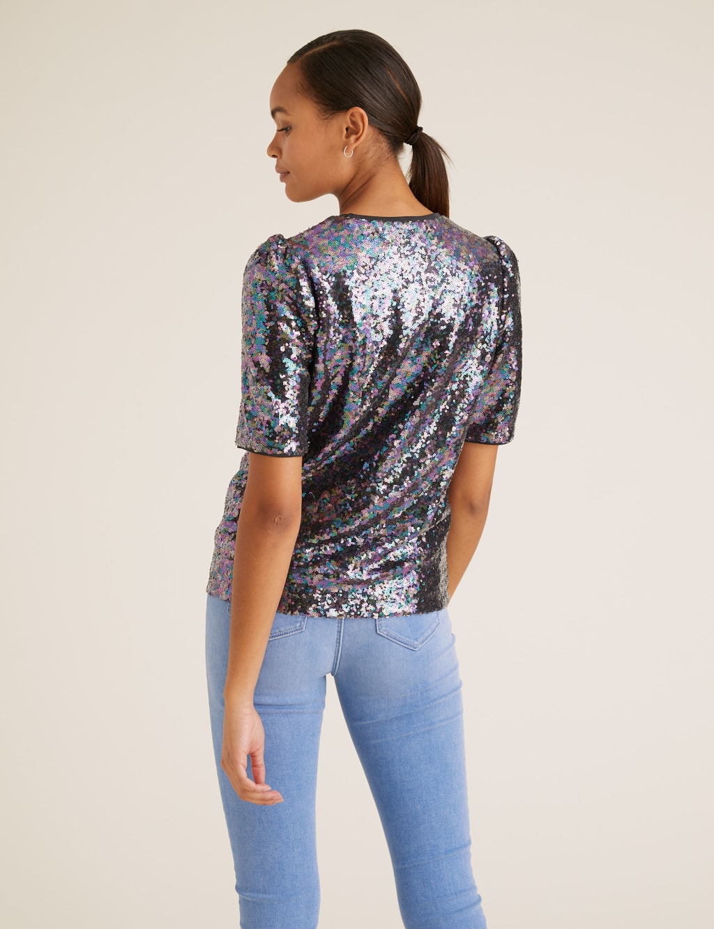 Sequin Crew Neck Short Sleeve Top 5 of 5