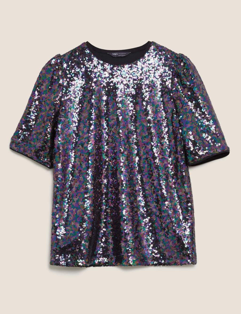 Sequin Crew Neck Short Sleeve Top 2 of 5