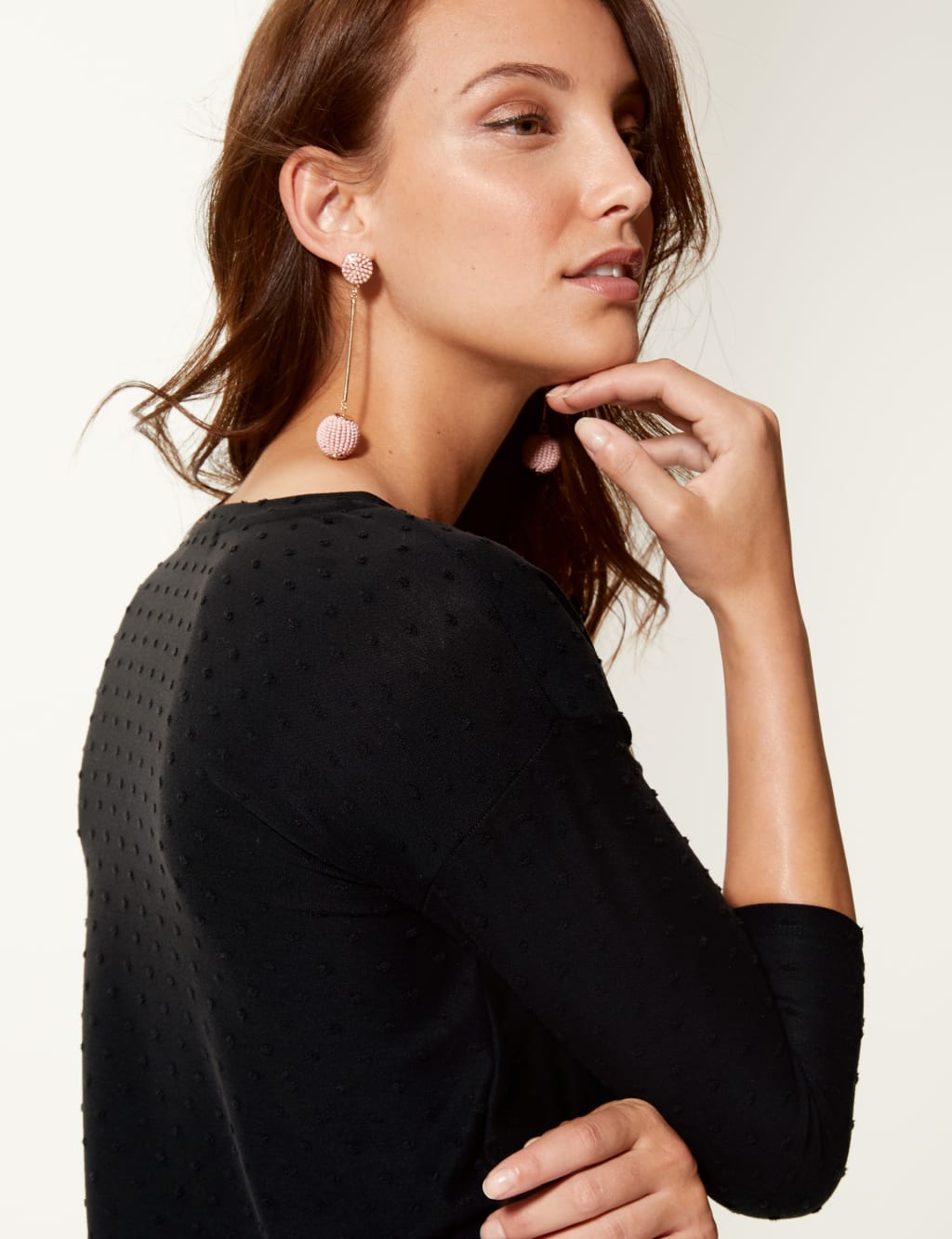 Textured Round Neck 3/4 Sleeve Top 3 of 4