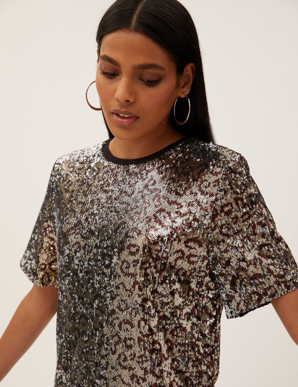 Leopard sequin top shop