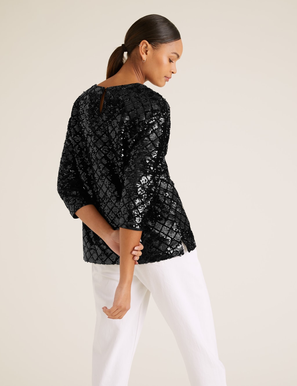 Womens sequin long sleeve top outlet