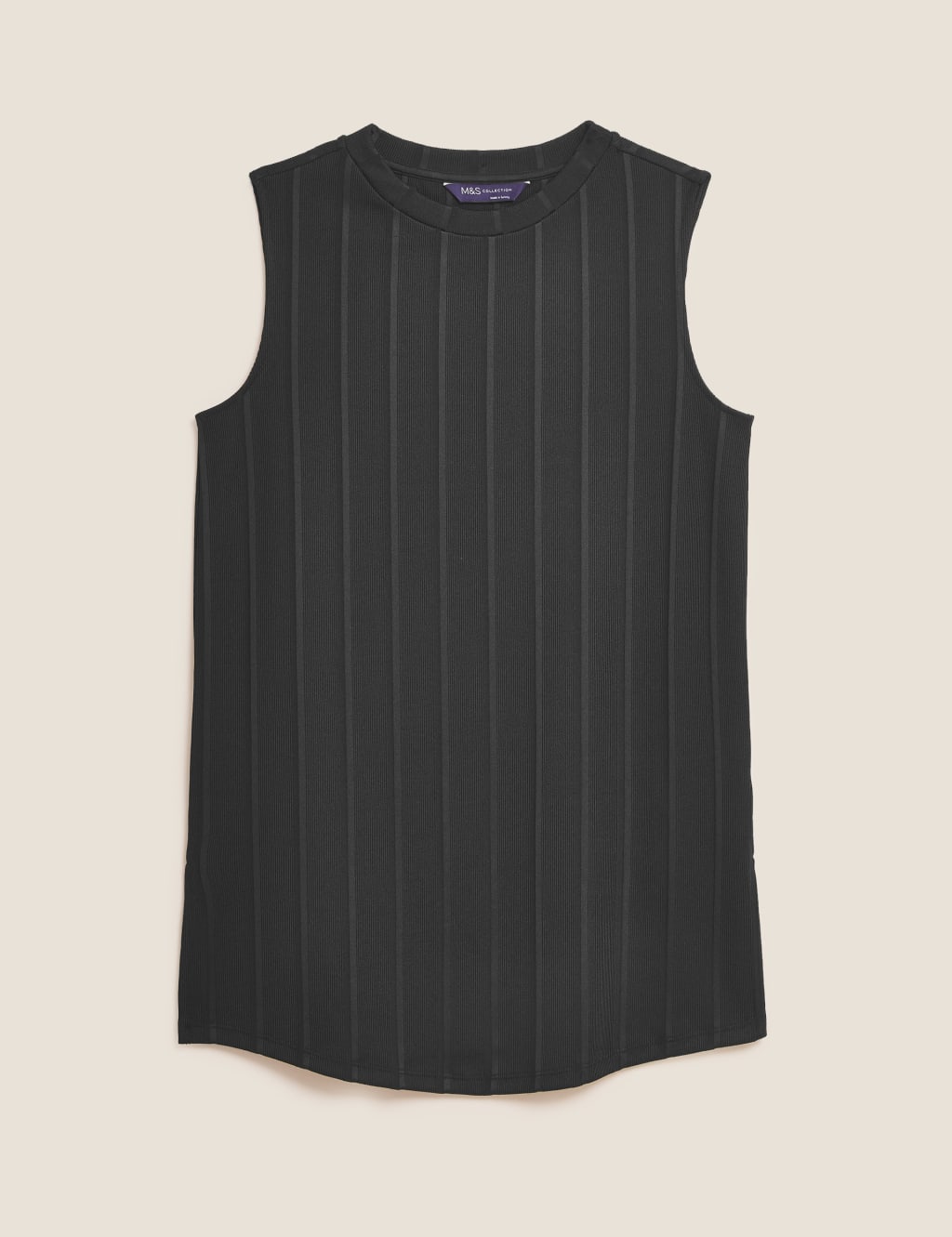Jersey Ribbed Crew Neck Sleeveless Vest 2 of 6