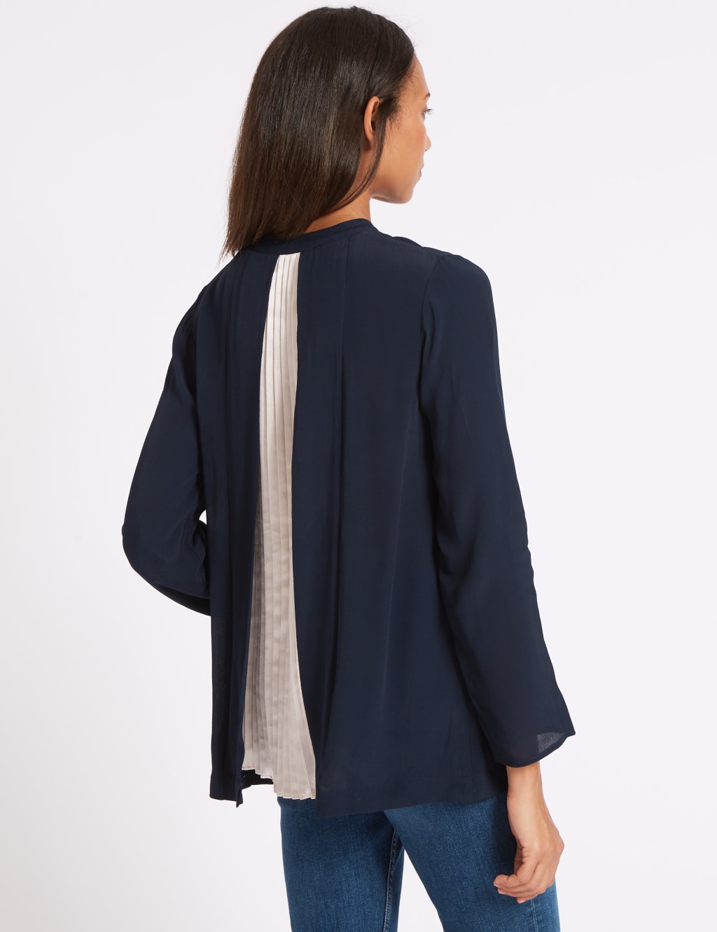 Pleated Back Long Sleeve Shell Top 4 of 4