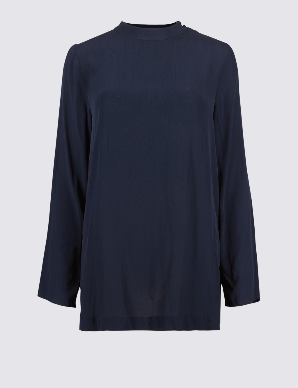 Pleated Back Long Sleeve Shell Top 2 of 4