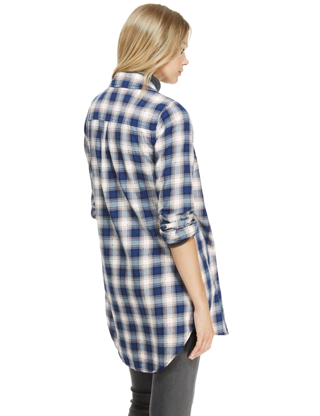 Cotton Rich Twin Pocket Longline Checked Shirt 4 of 5