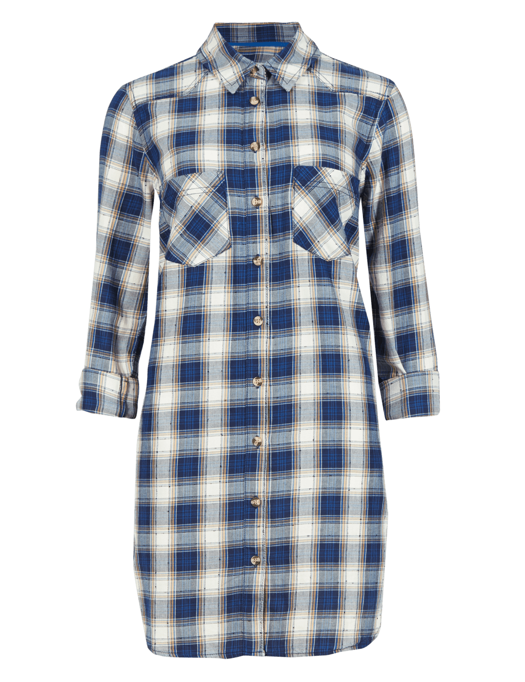 Cotton Rich Twin Pocket Longline Checked Shirt 2 of 5
