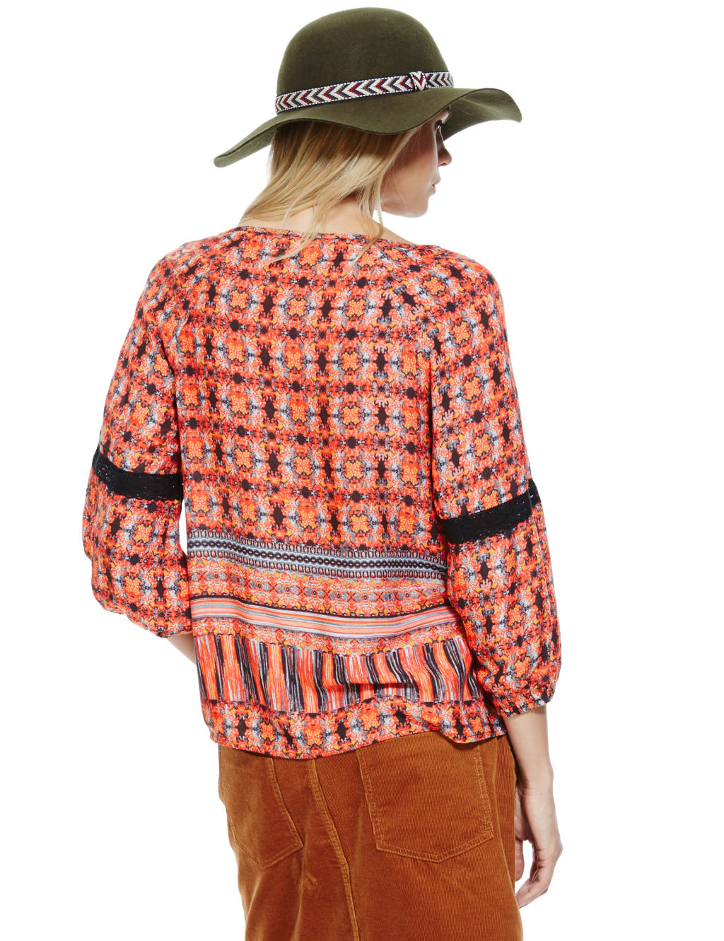 Pure Modal 3/4 Sleeve Border Print Blouse 4 of 4