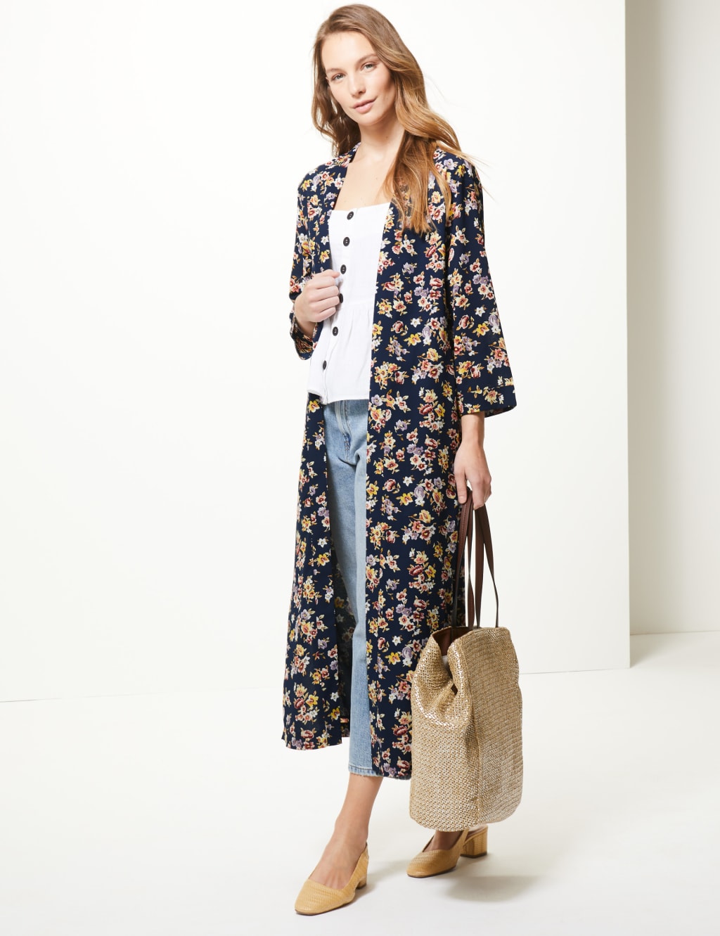 Printed Long Sleeve Kimono M S Collection M S