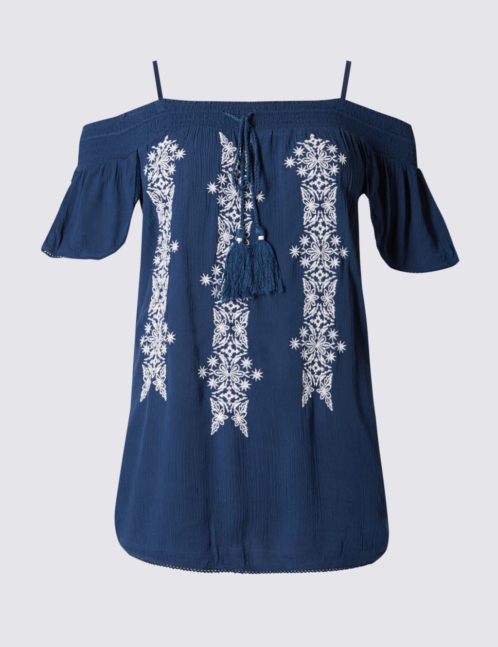 Embroidered Cold Shoulder Bardot Blouse 2 of 3