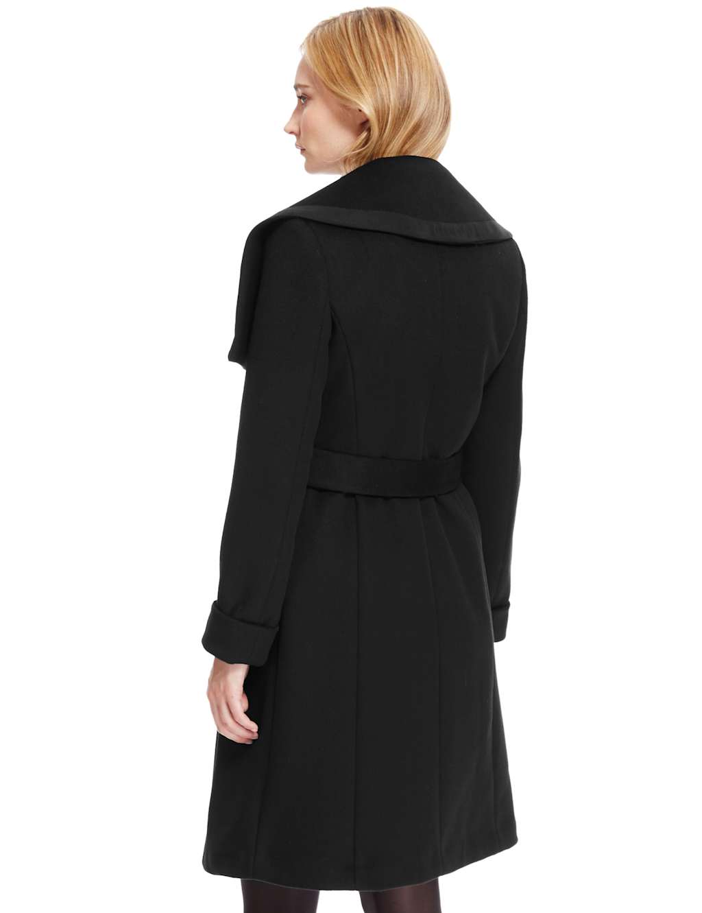 Wool Blend Oversized Collar Belted Overcoat 3 of 3