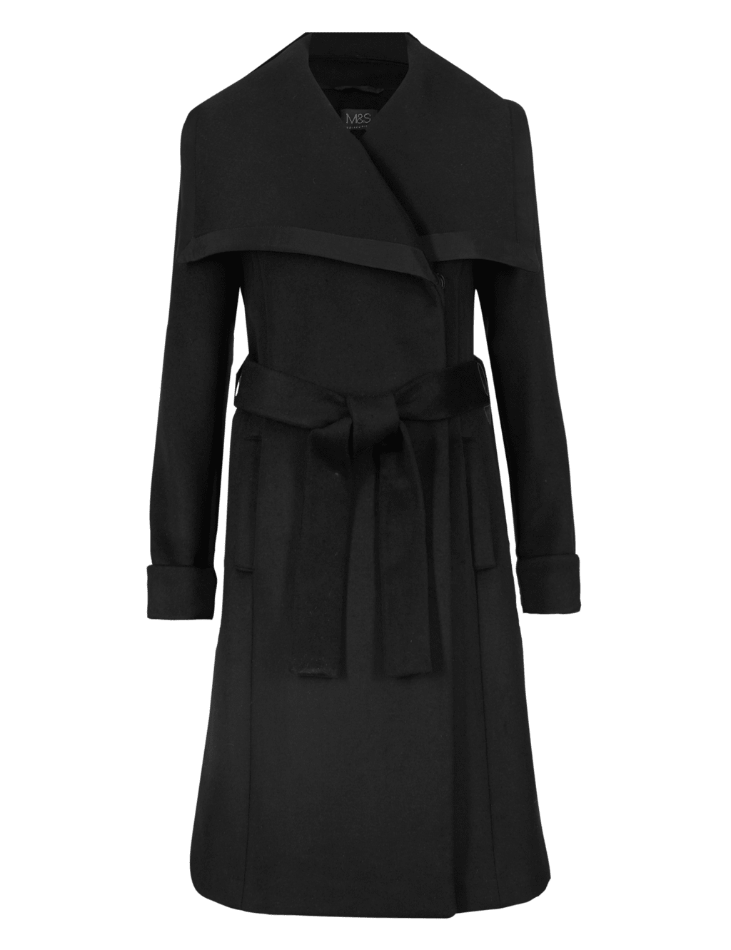 Wool Blend Oversized Collar Belted Overcoat 2 of 3
