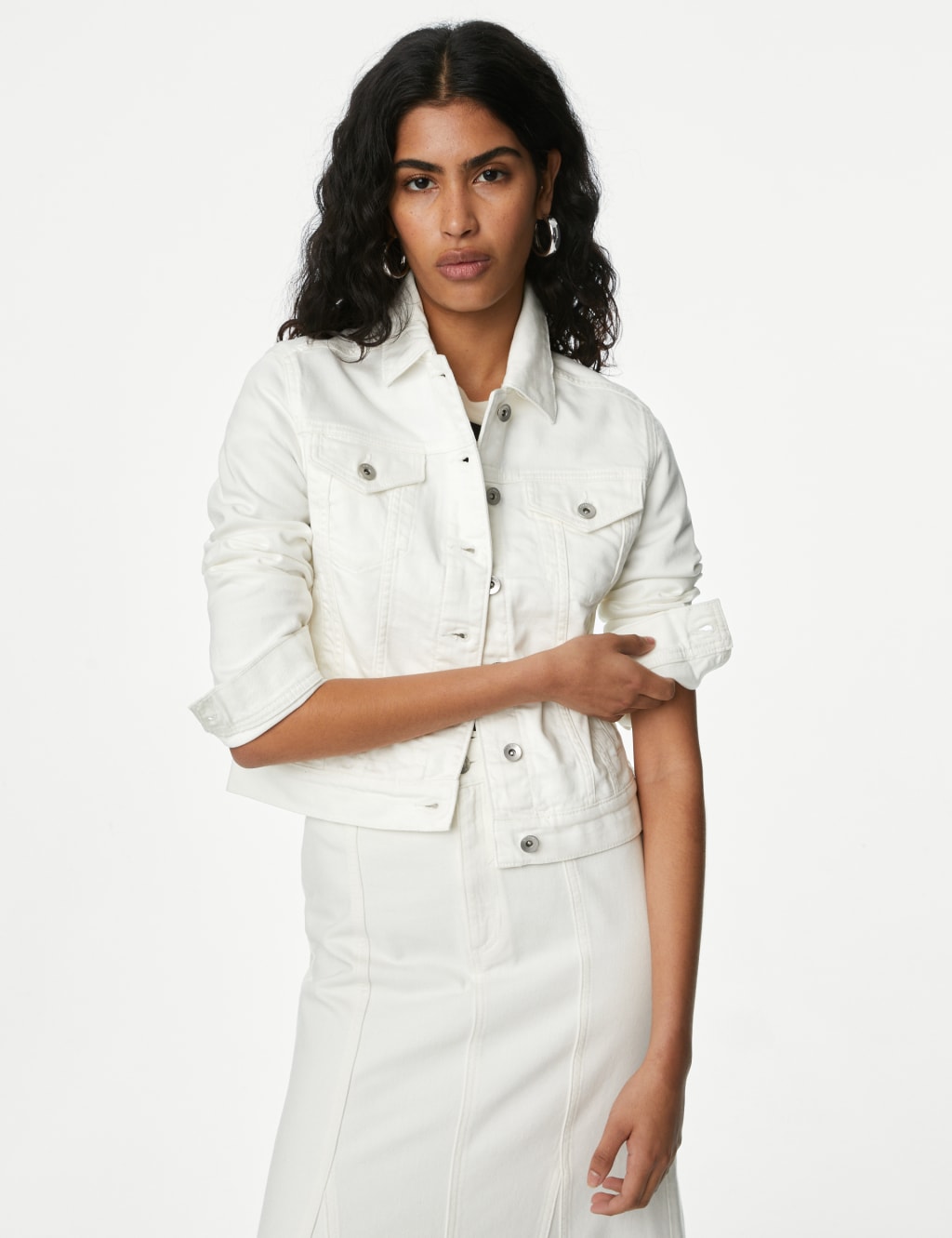 Cotton Rich Denim Jacket with Stretch M S Collection M S