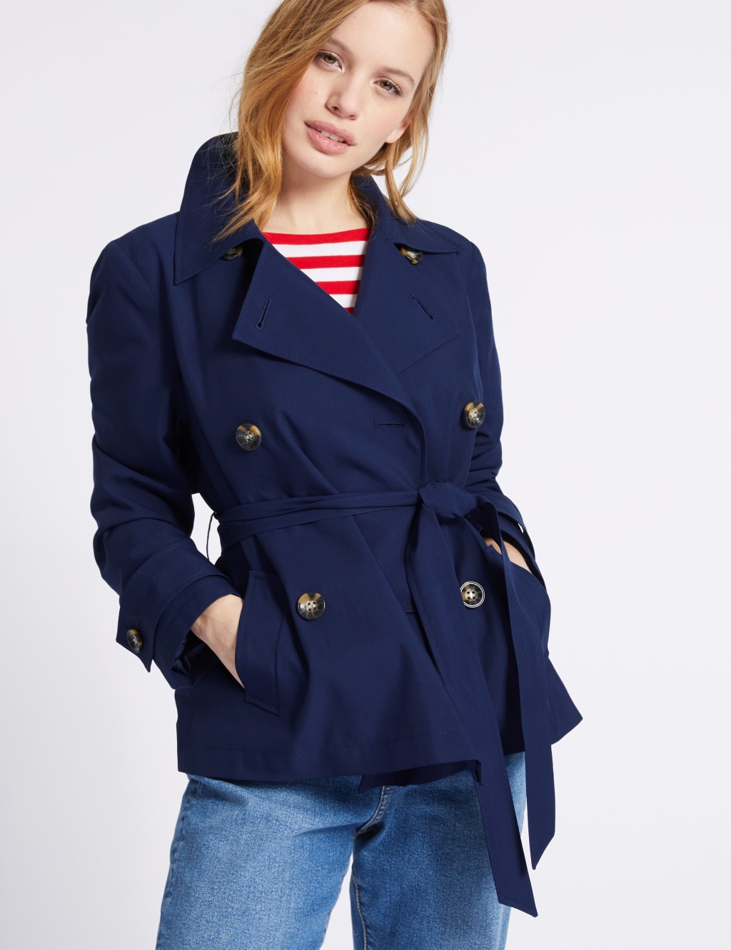 Petite navy trench coat clearance