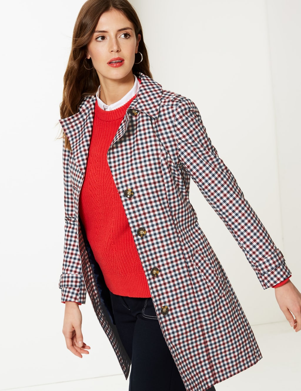 Checked Trench Coat M S Collection M S