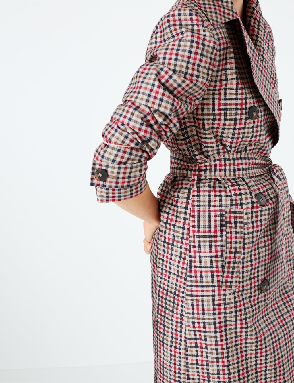 Checked Double Breasted Trench Coat 7 of 11