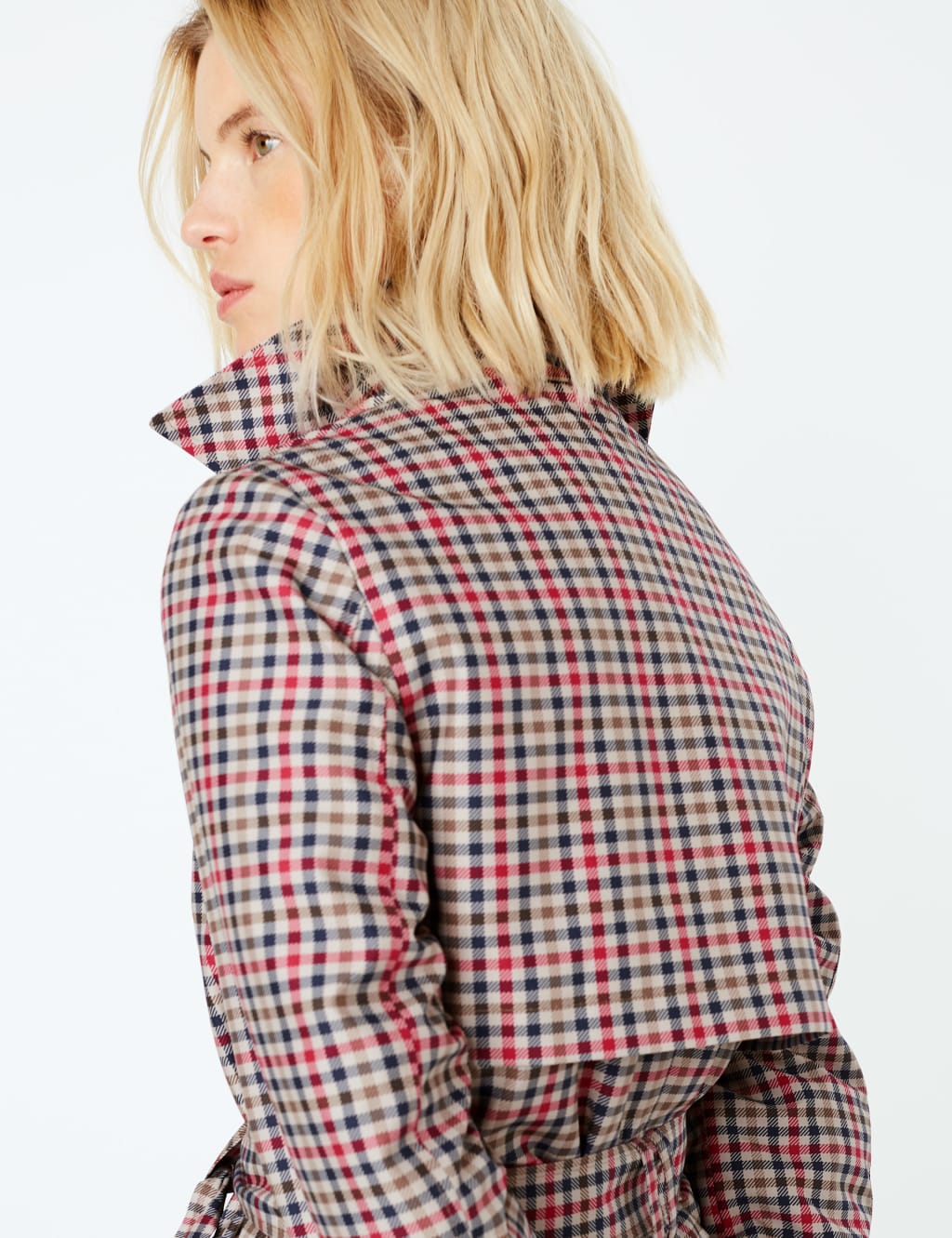 Checked Double Breasted Trench Coat 10 of 11
