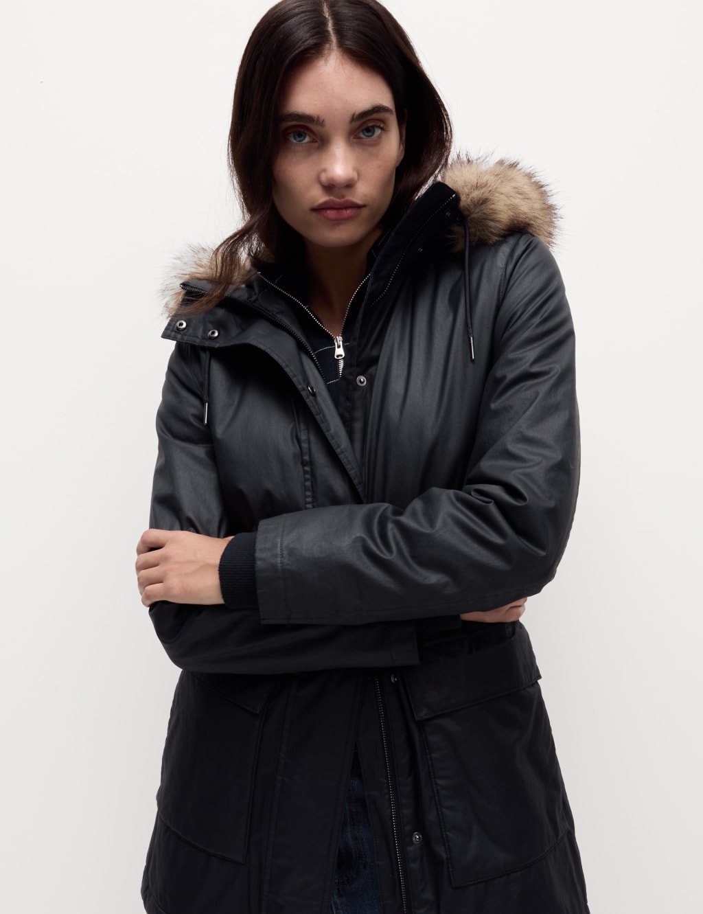 Fur lined hooded jacket women's cheap