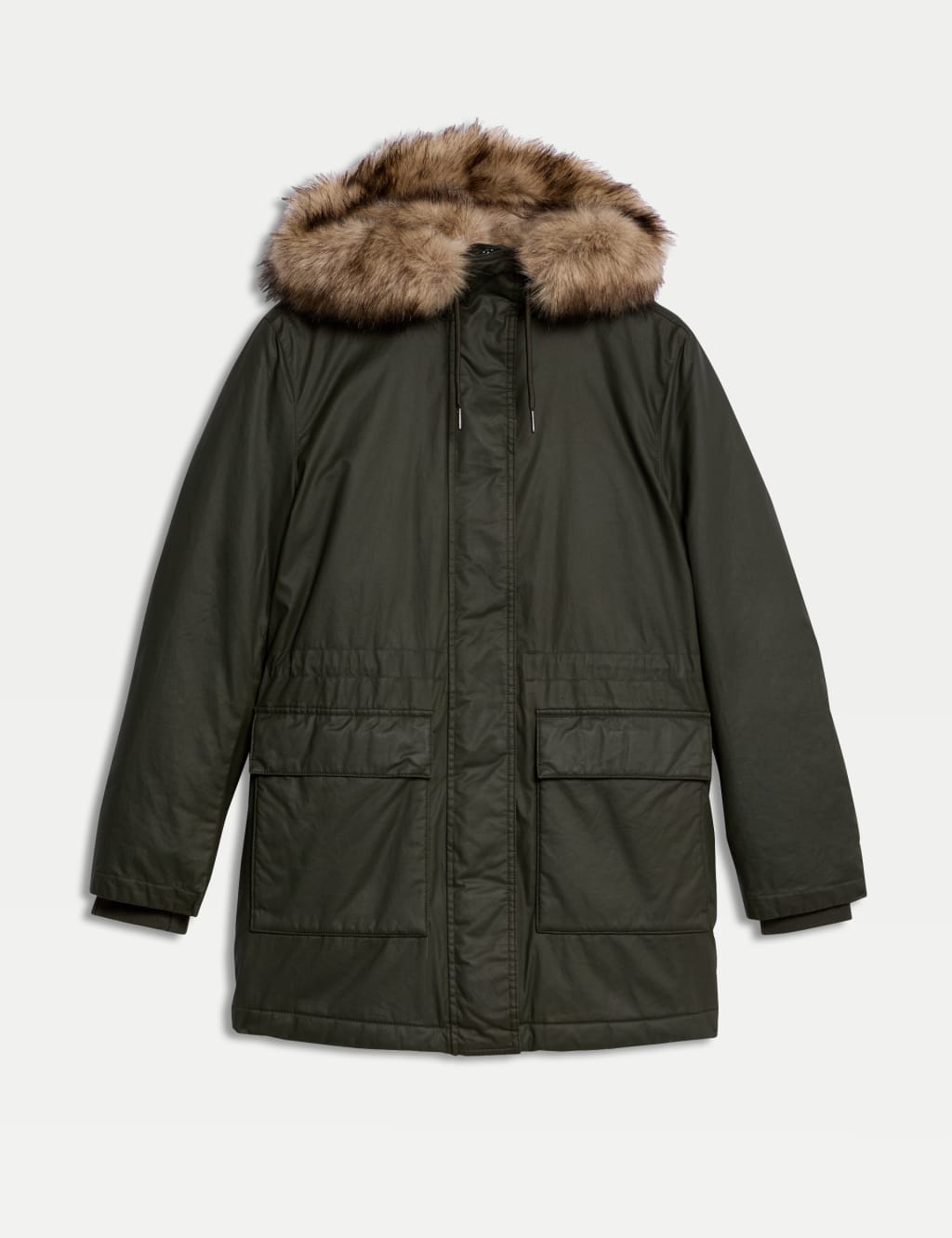 Stormwear Waxed Faux Fur Lined Hooded Parka M S Collection M S